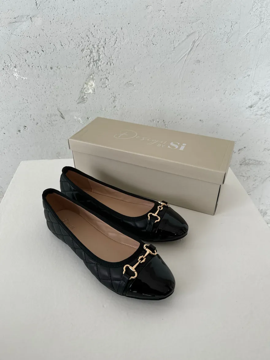 Design By Si Ronda ballerina sko med mønster - Sort Online
