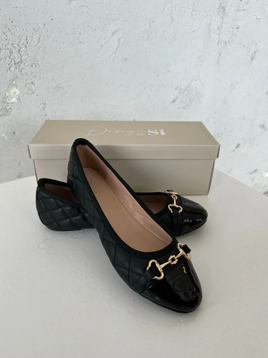 Design By Si Ronda ballerina sko med mønster - Sort Online
