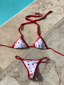 Design By Si Rosella bikini med hjerter - Hvid/rød Discount