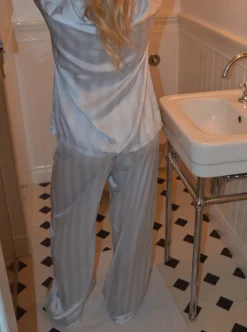 Design By Si Sabine satin pyjamasbukser - Lyseblå Best