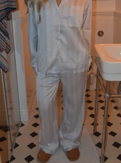 Design By Si Sabine satin pyjamasbukser - Lyseblå Best