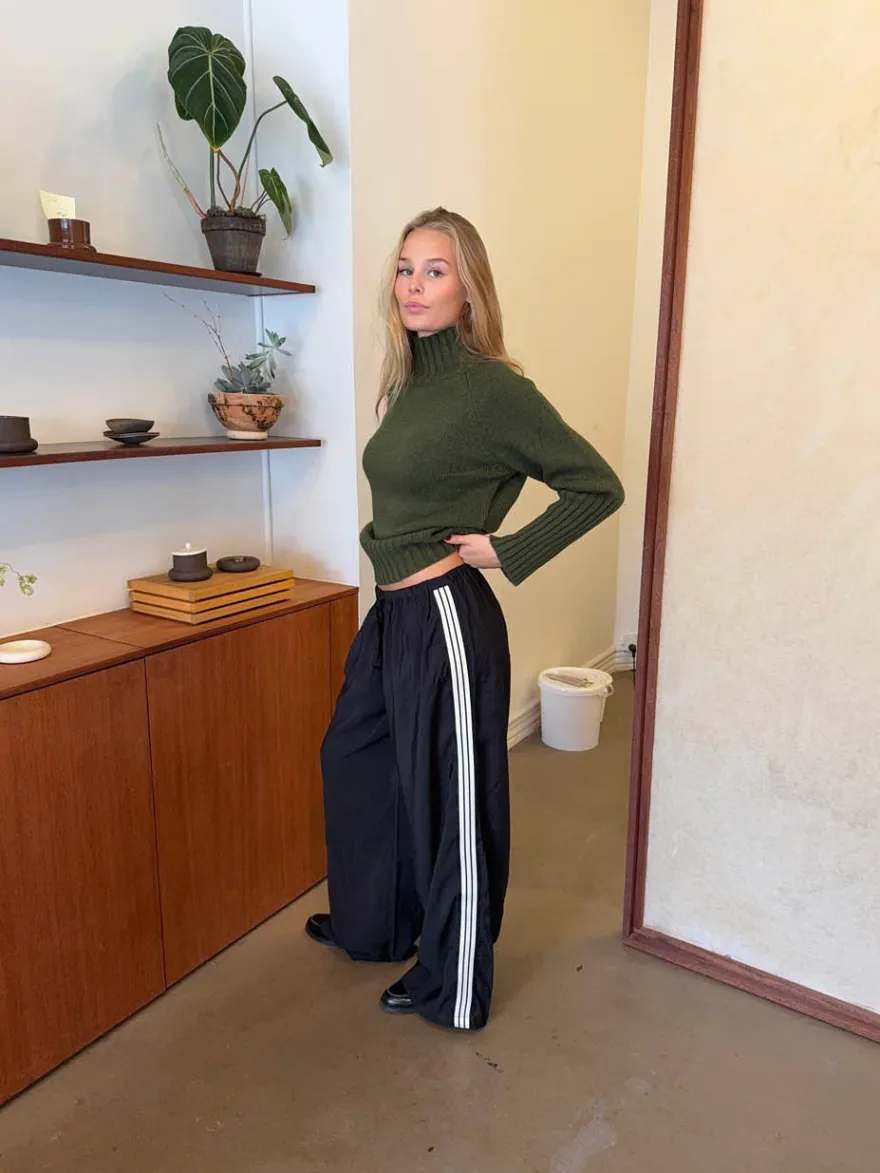 Design By Si Samantha bukser med stribe detaljer - Sort/hvid