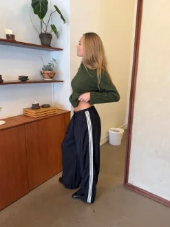 Design By Si Samantha bukser med stribe detaljer - Sort/hvid