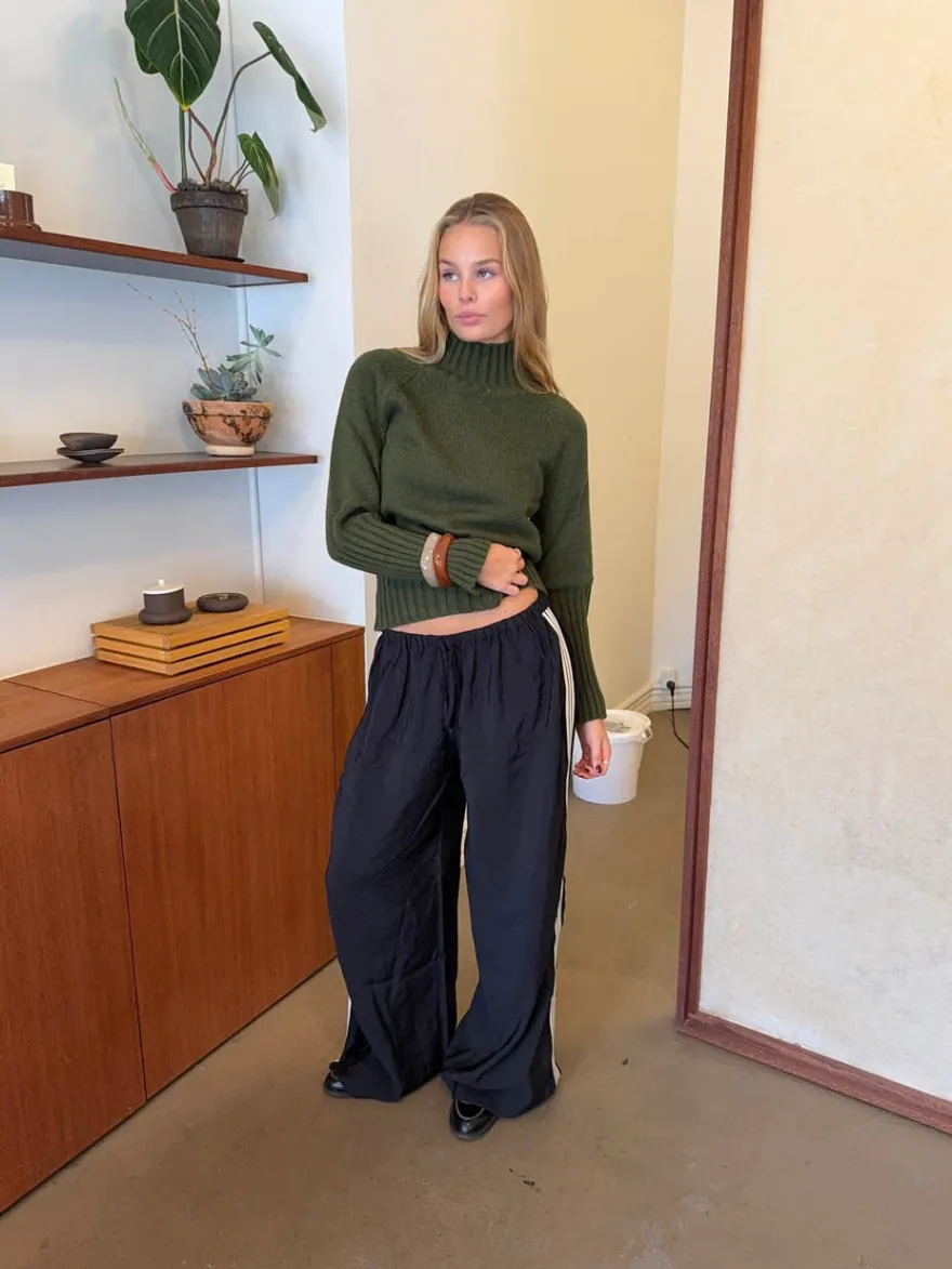 Design By Si Samantha bukser med stribe detaljer - Sort/hvid