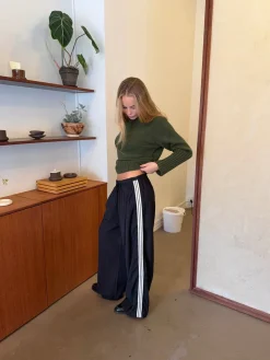 Design By Si Samantha bukser med stribe detaljer - Sort/hvid