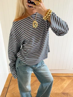 Design By Si Scandivv bluse med striber - Blå/brun Best