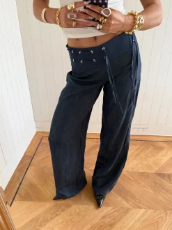 Design By Si Scandivv bukser med bindebånd - Navy Clearance