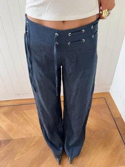 Design By Si Scandivv bukser med bindebånd - Navy Clearance