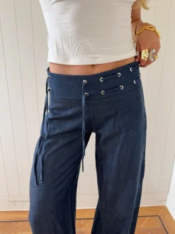 Design By Si Scandivv bukser med bindebånd - Navy Clearance