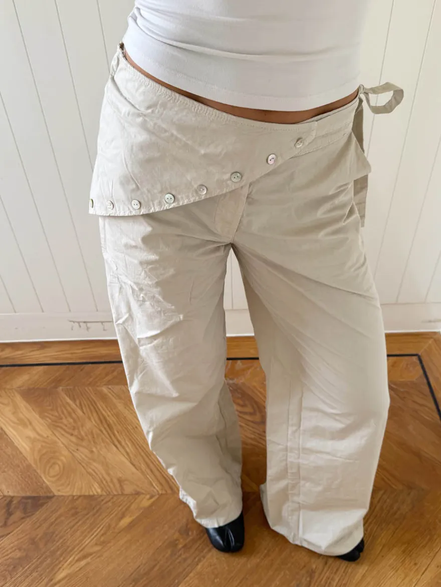 Design By Si Scandivv bukser med detaljer - Beige Outlet