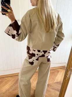 Design By Si Scandivv jeans med koprint - Beige Hot