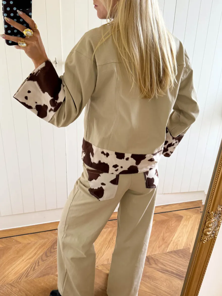 Design By Si Scandivv jeans med koprint - Beige Hot