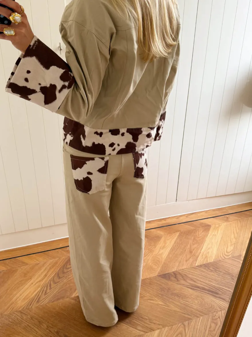 Design By Si Scandivv jeans med koprint - Beige Hot