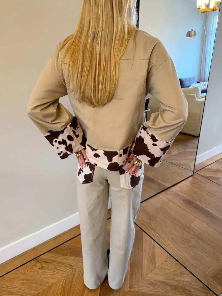 Design By Si Scandivv jeans med koprint - Beige Hot