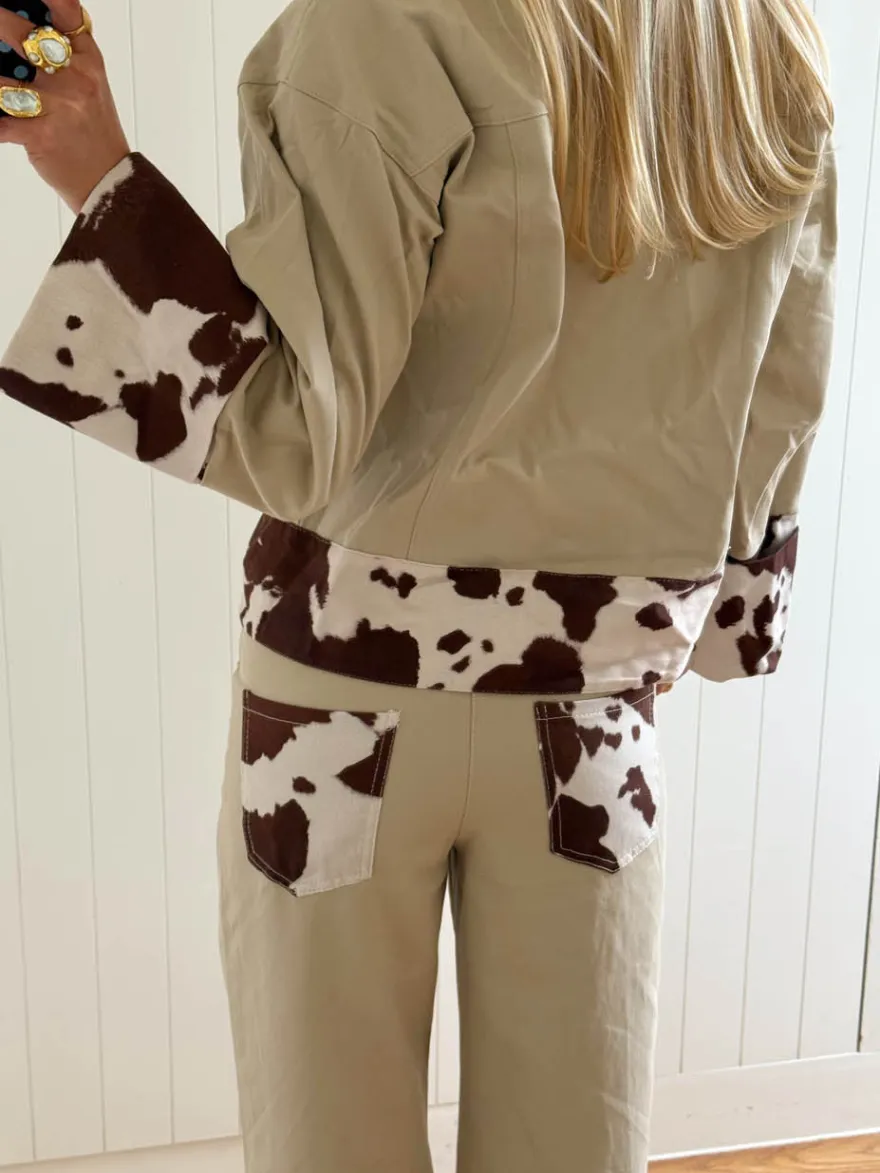 Design By Si Scandivv jeans med koprint - Beige Hot
