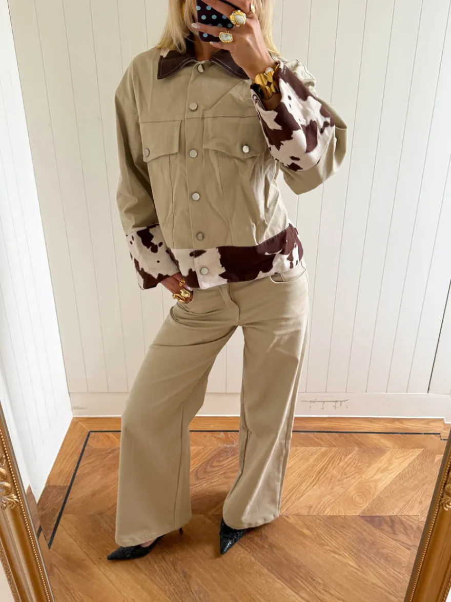 Design By Si Scandivv jeans med koprint - Beige Hot