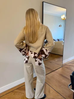 Design By Si Scandivv jeans med koprint - Beige Hot