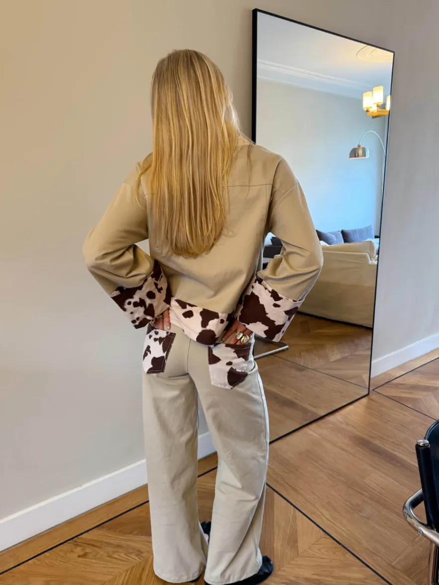 Design By Si Scandivv jeans med koprint - Beige Hot