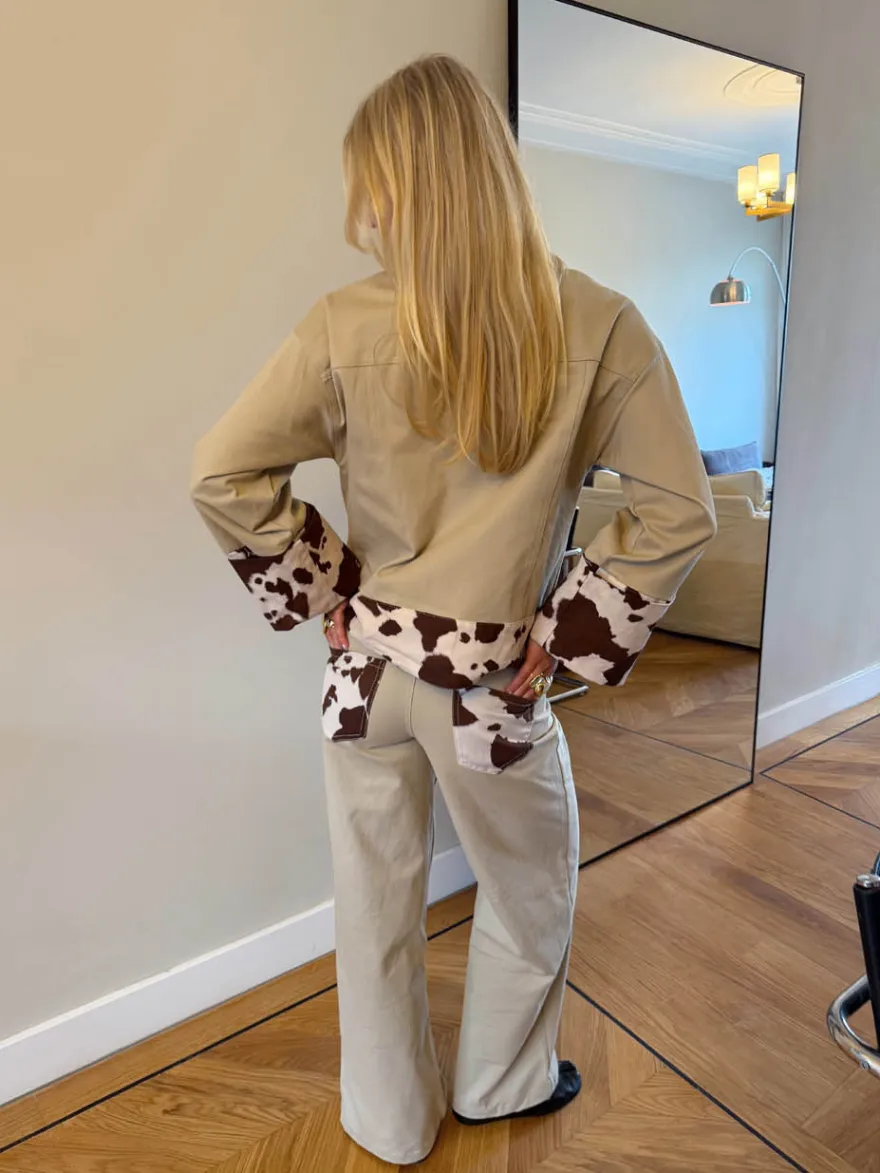 Design By Si Scandivv jeans med koprint - Beige Hot