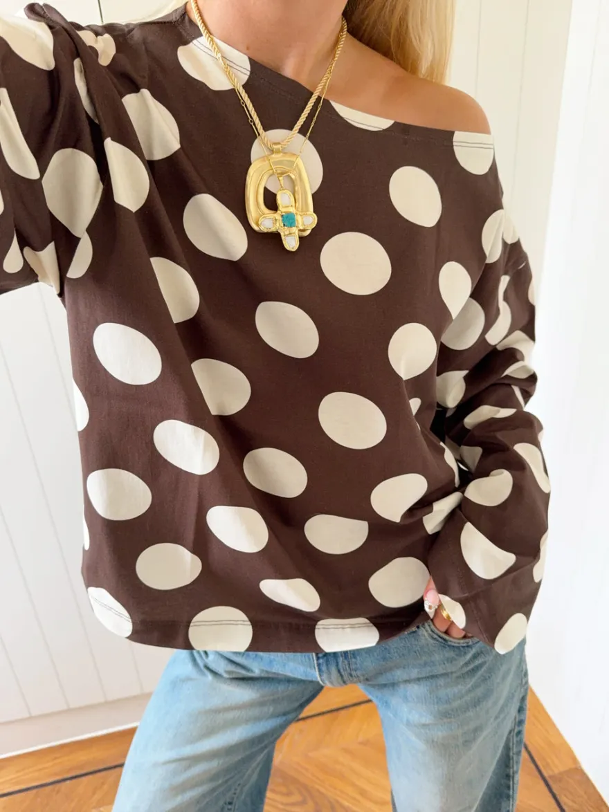 Design By Si Scandivv langærmet med prikker - Brun/creme Best