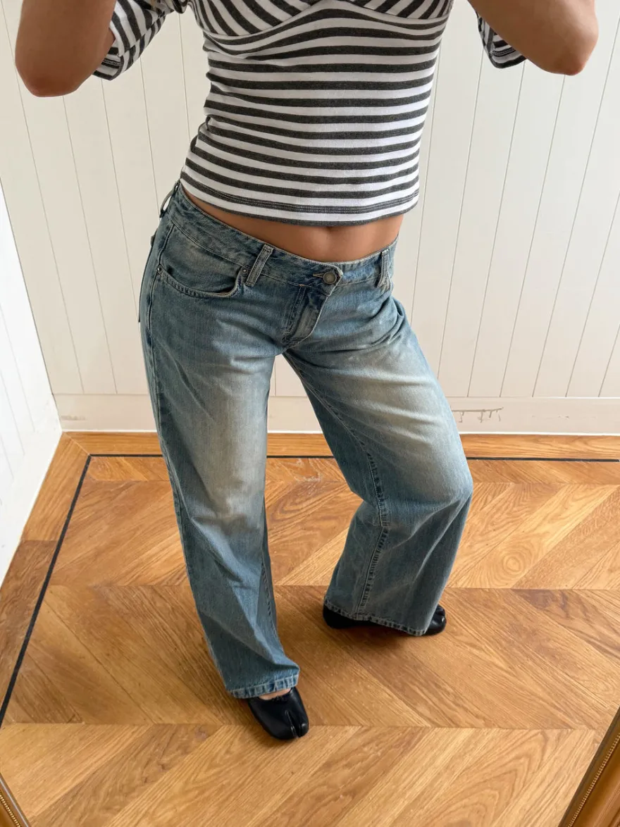 Design By Si Scandivv lavtaljede jeans - Lys denim Outlet