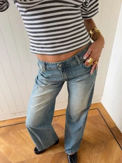 Design By Si Scandivv lavtaljede jeans - Lys denim Outlet