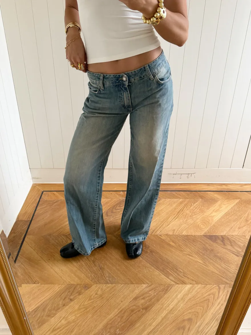 Design By Si Scandivv lavtaljede jeans - Lys denim Outlet
