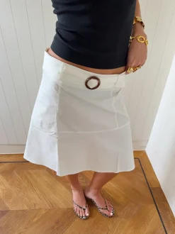 Design By Si Scandivv nederdel med bælte - Hvid Sale