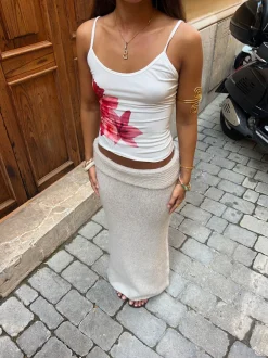 Design By Si Sefina maxi strikket nederdel - Beige