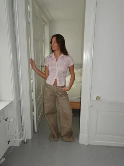 Design By Si Selia lavtaljede jeans - Taupe Hot