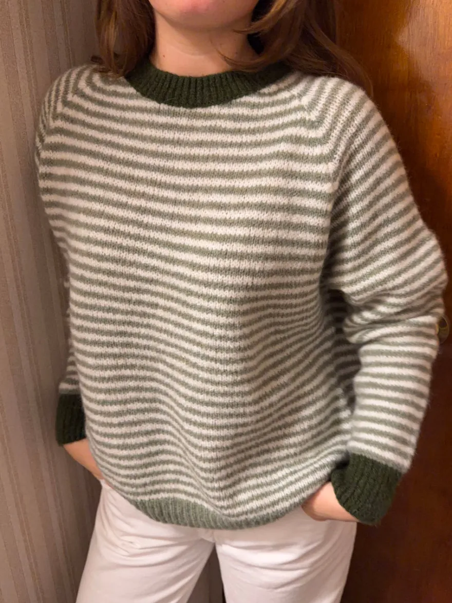 Design By Si Selora striktrøje med striber - Grøn/hvid Discount