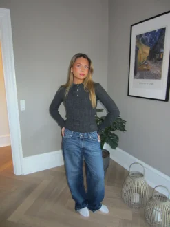 Design By Si Sessa lavtaljede jeans - Blå denim Hot