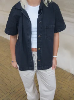 Design By Si Siff kortærmet skjorte i denim - Grå Online