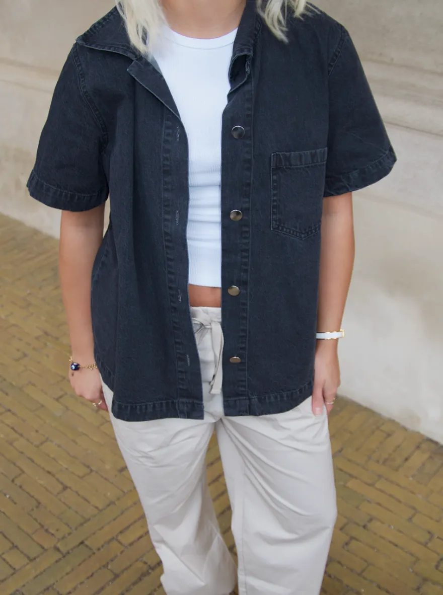 Design By Si Siff kortærmet skjorte i denim - Grå Online