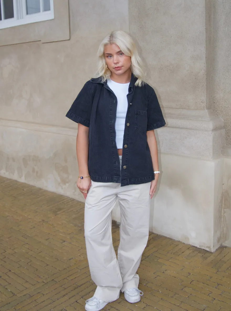 Design By Si Siff kortærmet skjorte i denim - Grå Online
