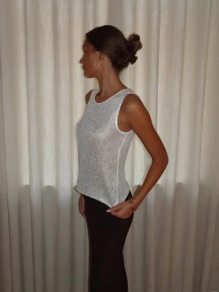 Design By Si Silja top med glimmer - Hvid Online