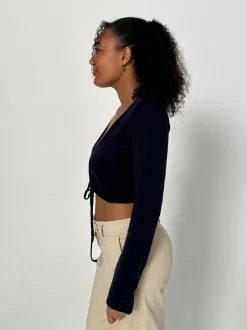 Design By Si Simona 2 ways bindebluse - Navy Online