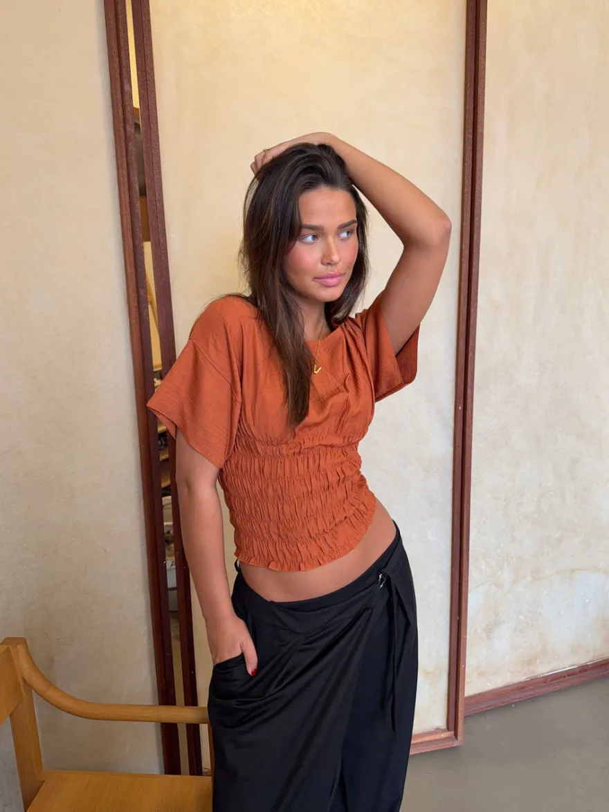 Design By Si Sina top med smock - Orange Discount