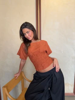 Design By Si Sina top med smock - Orange Discount