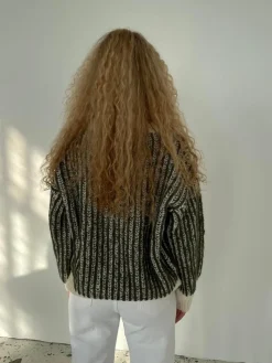 Design By Si Sira striktrøje - Hvid/kaki Discount