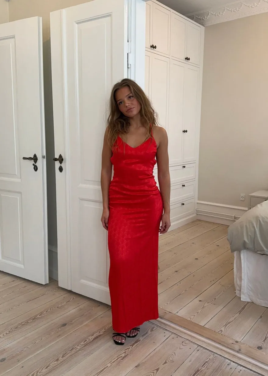 Design By Si Sirena maxikjole - Rød Outlet
