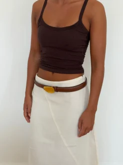 Design By Si Sleek bælte - Brun/guld Hot