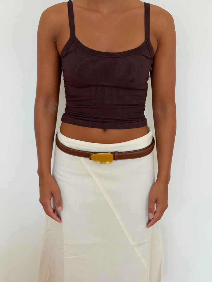Design By Si Sleek bælte - Brun/guld Hot