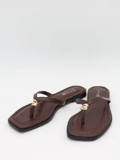 Design By Si Sofija sandaler med gulddetalje - Brun/guld Outlet
