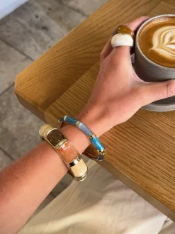 Design By Si Sola armbånd med striber - Blå nuancer Online