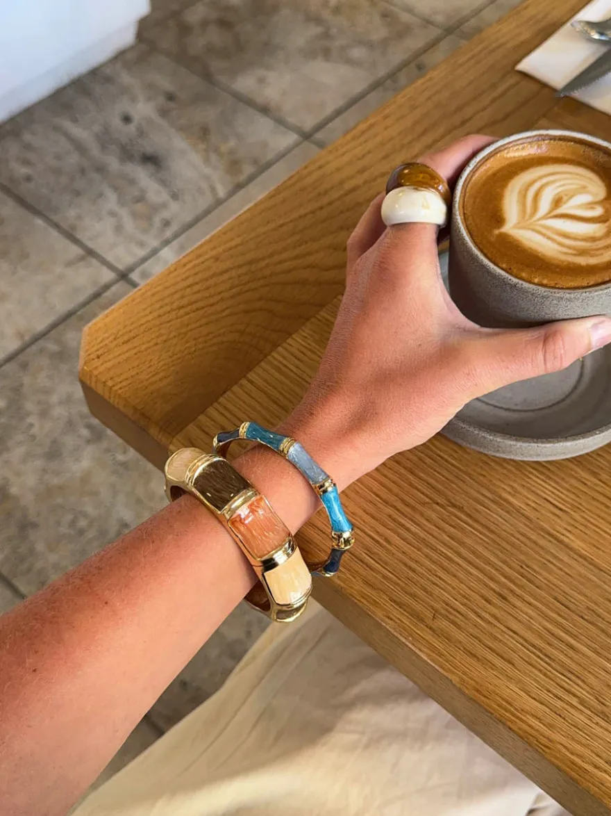 Design By Si Sola armbånd med striber - Blå nuancer Online