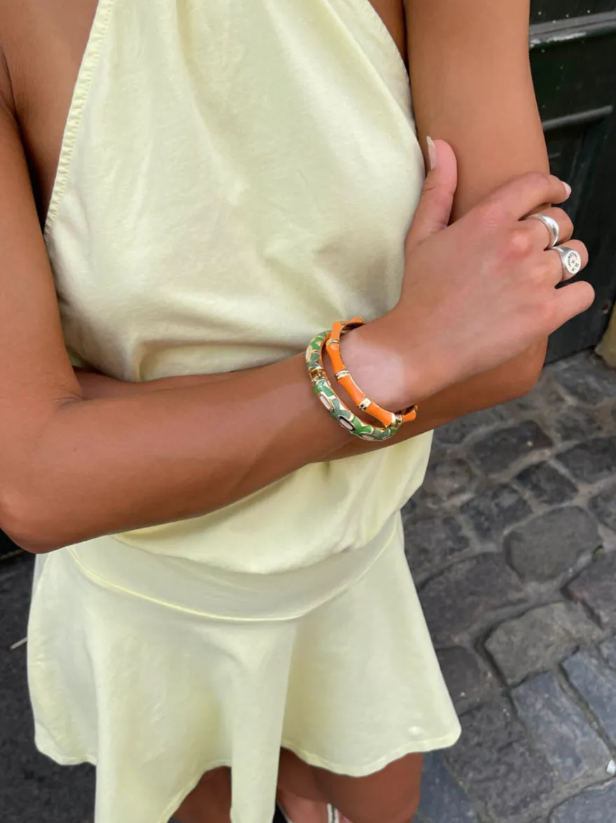 Design By Si Sola armbånd med striber - Orange/guld Clearance