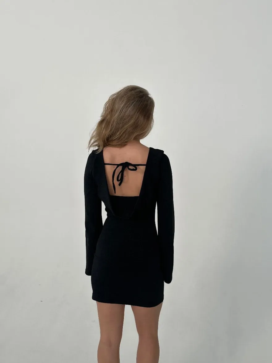 Design By Si Solange glitterkjole med åben ryg - Sort Online