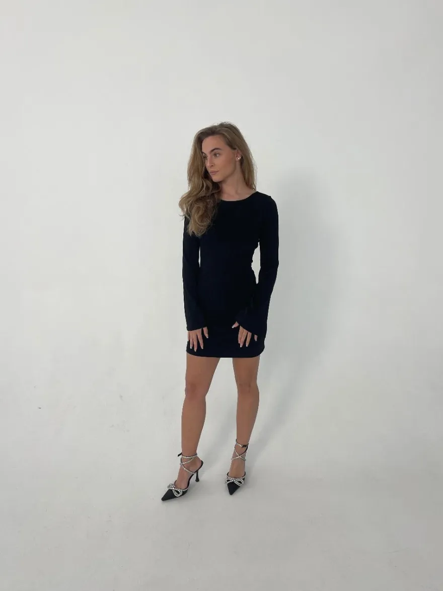 Design By Si Solange glitterkjole med åben ryg - Sort Online