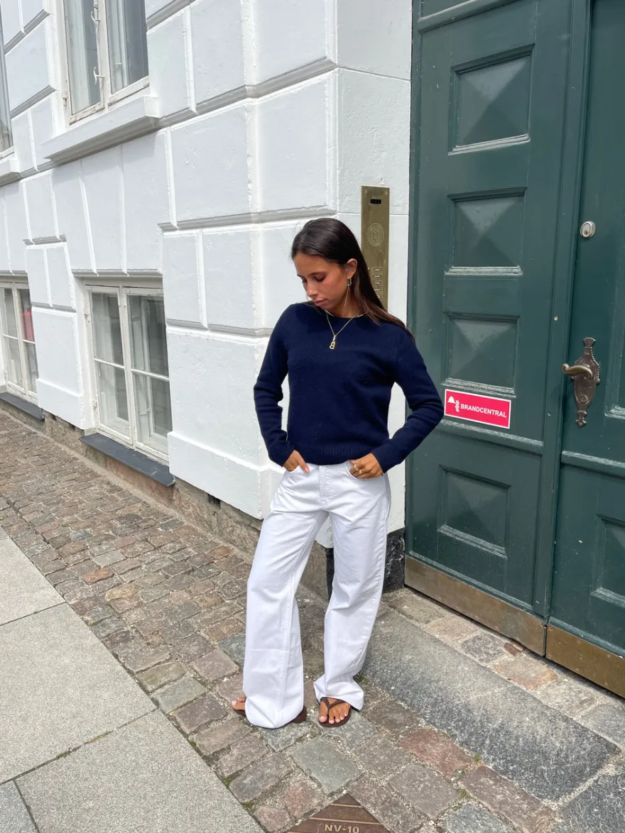 Design By Si Star jeans med brune stjerner - Hvid Clearance